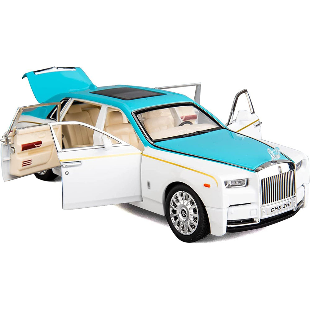 ROLLS ROYCE PHANTOM BIG SIZE 1:24 DIECAST SCALE MODEL METAL PULL BACK WITH OPENABLE DOORS & LIGHT, MUSIC TOY VEHICLE FOR KIDS [SIZE:-22CM*9CM*8.5CM]【 MULTICOLOR 】