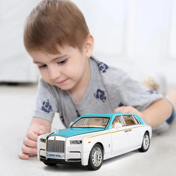 ROLLS ROYCE PHANTOM BIG SIZE 1:24 DIECAST SCALE MODEL METAL PULL BACK WITH OPENABLE DOORS & LIGHT, MUSIC TOY VEHICLE FOR KIDS [SIZE:-21 CM*9CM*8.5CM]【 MULTICOLOR 】