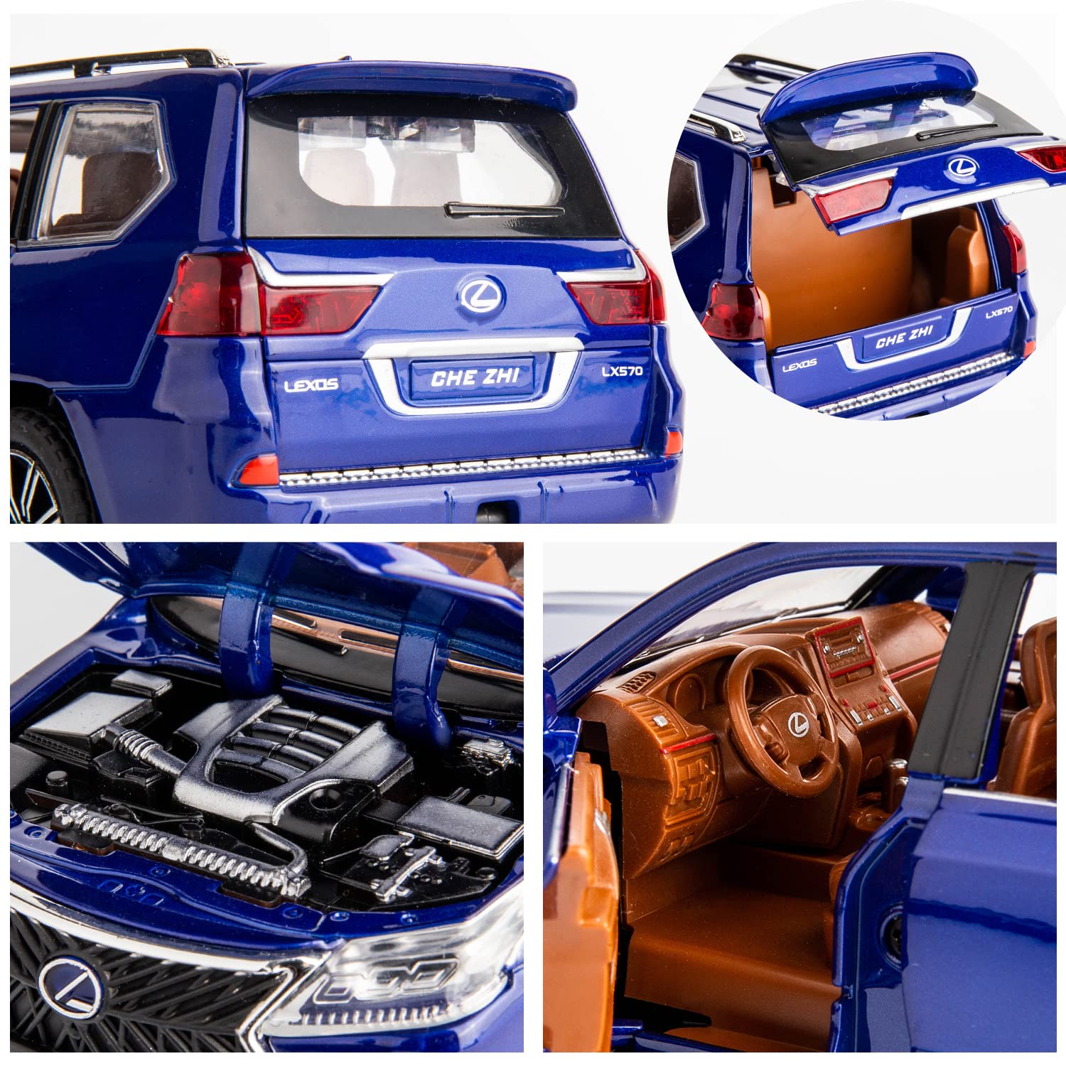 BIG SIZE LEXUS LX570 1:24 DIECAST METAL PULLBACK TOY CAR WITH OPENABLE DOORS & LIGHT, MUSIC BOYS CAR FOR KIDS BEST TOYS GIFTS TOYS FOR KIDS [SIZE:-21CM*9.5CM*8.4CM]【 MULTICOLOR 】