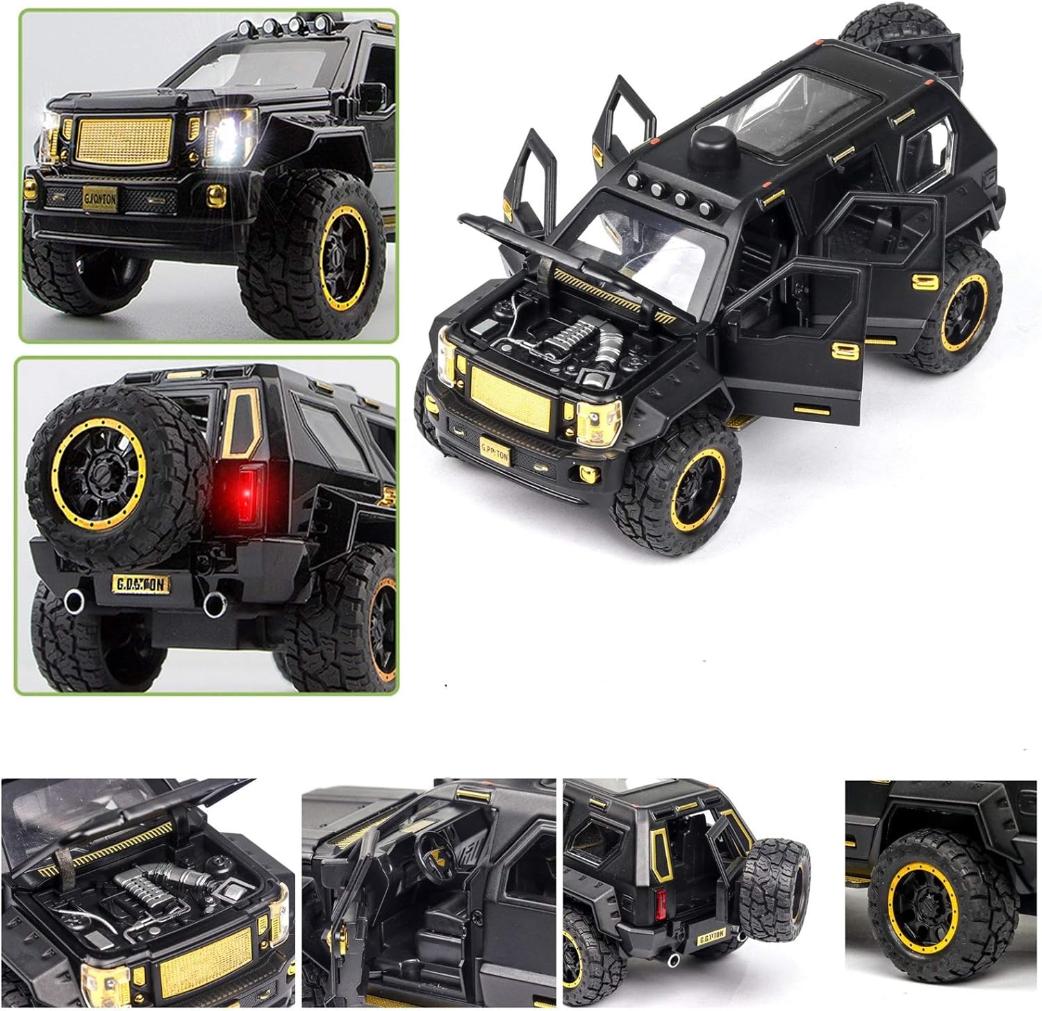 BIG SIZE G-PATTON 1:24 DIECAST METAL PULLBACK TOY CAR WITH OPENABLE DOORS & LIGHT, MUSIC BOYS CAR FOR KIDS BEST TOYS GIFTS TOYS FOR KIDS [SIZE:-19.6CM*8.3CM*8.3CM]【 MULTICOLOR 】