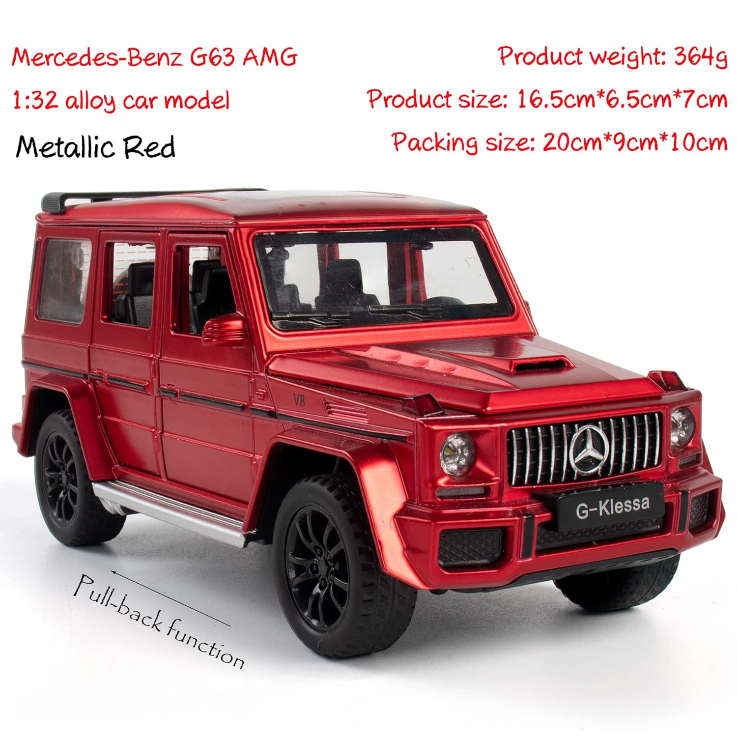 MERCEDES BENZ G-KLESSA G-63 1:32 DIECAST METAL PULLBACK TOY CAR WITH OPENABLE DOORS & LIGHT, MUSIC BOYS CAR FOR KIDS BEST TOYS GIFTS TOYS FOR KIDS [SIZE:-16.5CM*7CM*6.5CM]【 MULTICOLOR 】