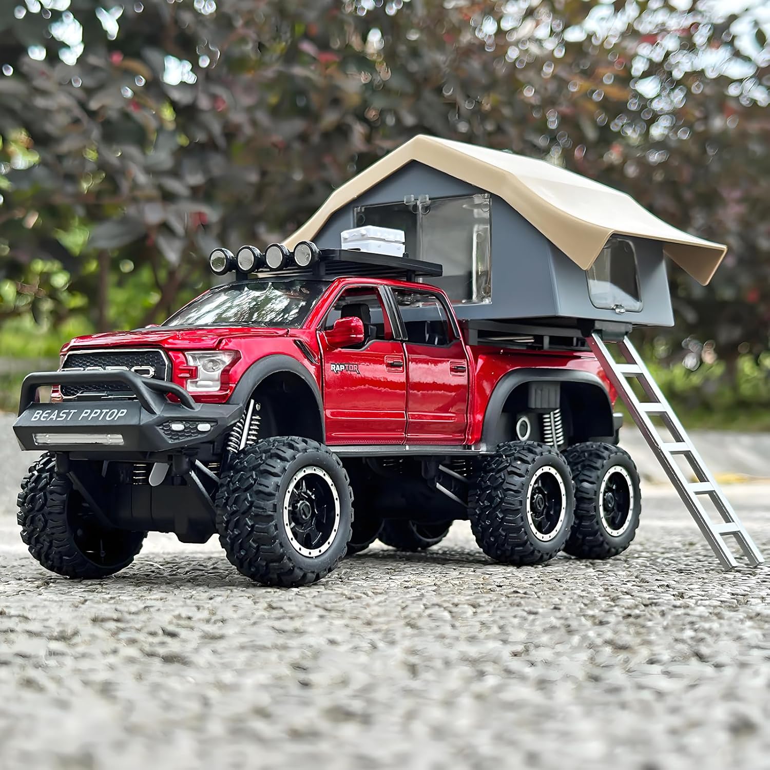 TRUCKS FOR KIDS F150 RAPTOR DIECAST TRUCKS, MODEL F150 PICKUP TRUCK WITH SIGHTSEEING CABIN, PULL BACK TRUCK TOYS WITH LIGHT AND SOUND [SIZE:-22CM*13.4CM*12.2CM]【 MULTICOLOR 】