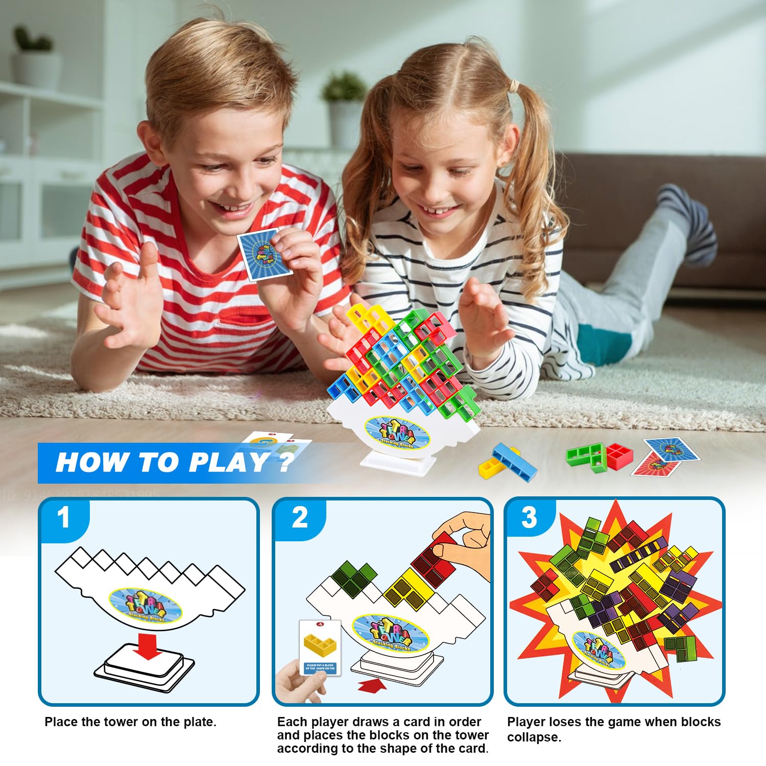 Tetra Tower Balancing Stacking Toys, 16 PCS Board Games for Kids