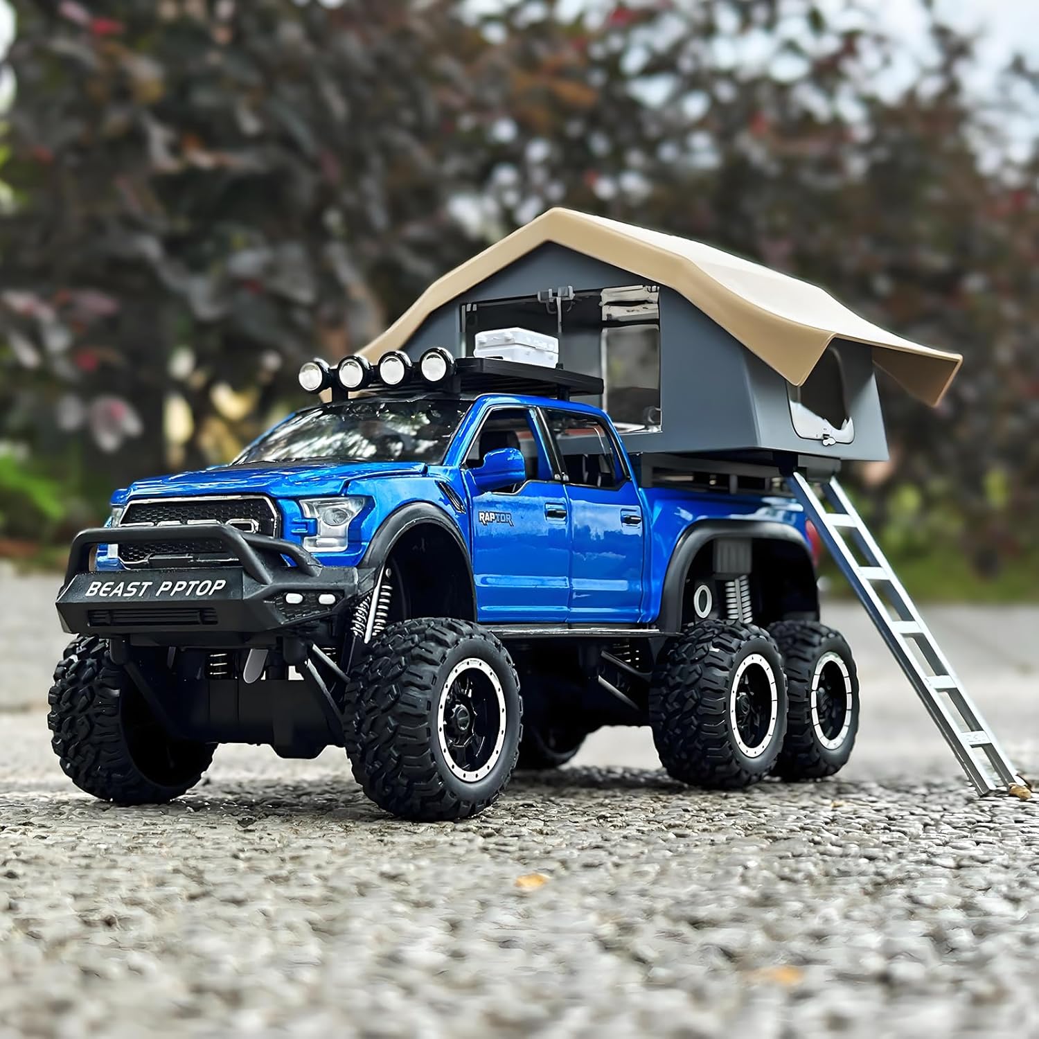 TRUCKS FOR KIDS F150 RAPTOR DIECAST TRUCKS, MODEL F150 PICKUP TRUCK WITH SIGHTSEEING CABIN, PULL BACK TRUCK TOYS WITH LIGHT AND SOUND [SIZE:-22CM*13.4CM*12.2CM]【 MULTICOLOR 】