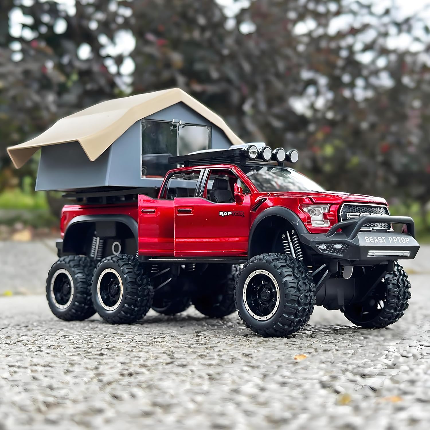 TRUCKS FOR KIDS F150 RAPTOR DIECAST TRUCKS, MODEL F150 PICKUP TRUCK WITH SIGHTSEEING CABIN, PULL BACK TRUCK TOYS WITH LIGHT AND SOUND [SIZE:-22CM*13.4CM*12.2CM]【 MULTICOLOR 】