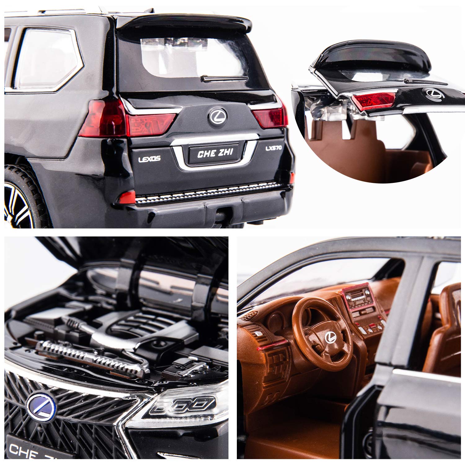 BIG SIZE LEXUS LX570 1:24 DIECAST METAL PULLBACK TOY CAR WITH OPENABLE DOORS & LIGHT, MUSIC BOYS CAR FOR KIDS BEST TOYS GIFTS TOYS FOR KIDS [SIZE:-21CM*9.5CM*8.4CM]【 MULTICOLOR 】