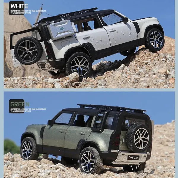 Big Sized Defender Land Rover 1:24 Light & Sound effect diecast car Toys for Boys baby toys birthday gift car toys [Size:-21 CM*9CM*8.5CM]