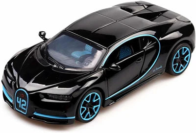 BUGATTI CHIIRON 1:32 TOY CAR METAL PULL BACK DIECAST CAR WITH OPENABLE DOOR AND SOUND LIGHT, GIFTS TOYS FOR KIDS【 MULTICOLOR 】 [SIZE : 14.3CM* 6CM* 3.5CM]