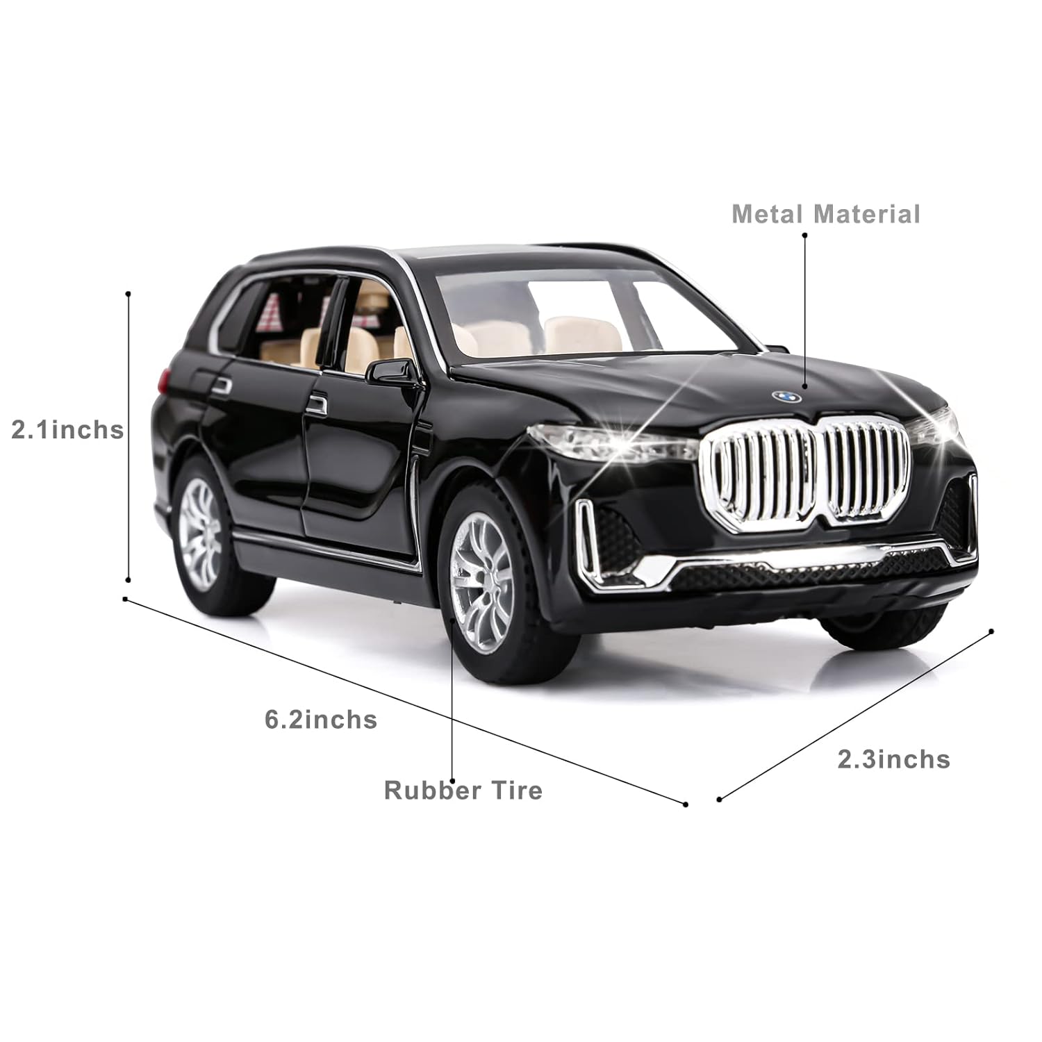 BMW X7 1:32 DIECAST METAL PULLBACK TOY CAR WITH OPENABLE DOORS & LIGHT, MUSIC BOYS CAR FOR KIDS BEST TOYS GIFTS TOYS FOR KIDS [SIZE:-15.7CM*5.8CM*5.3CM]【 MULTICOLOR 】