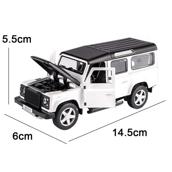 LAND ROVER DEFENDER 1:32 DIECAST SCALE MODEL METAL PULL BACK WITH OPENABLE DOORS & LIGHT, MUSIC TOY VEHICLE FOR KIDS [SIZE:-14.4CM*6CM*5.5CM]【 MULTICOLOR 】