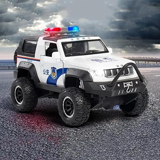 JEEP POLICE 1:32 DIECAST METAL PULLBACK TOY CAR WITH OPENABLE DOORS & LIGHT, MUSIC BOYS CAR FOR KIDS BEST TOYS GIFTS TOYS FOR KIDS [SIZE:-17.5CM*8.8CM*8.8CM]【 MULTICOLOR 】