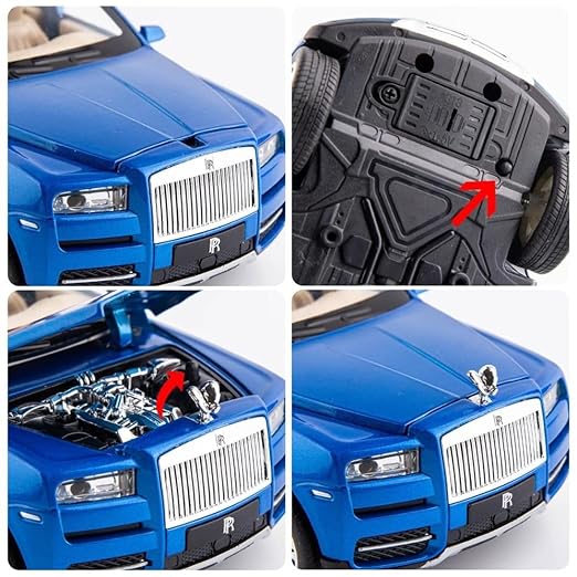 BIG SIZE ROLLS ROYCE CULLINAN 1:24 DIECAST METAL PULLBACK TOY CAR WITH OPENABLE DOORS & LIGHT, MUSIC BOYS CAR FOR KIDS BEST TOYS GIFTS TOYS FOR KIDS [SIZE:-20CM*8.5CM*7CM]【 MULTICOLOR 】