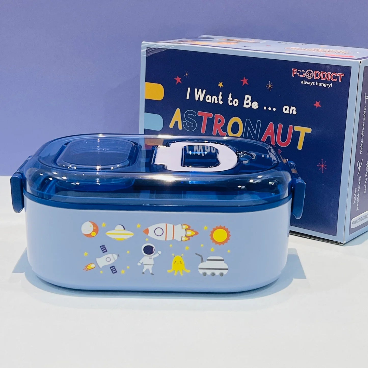 Astronauts Themed Lunch Box : 700ml Capacity with Mobile Holder