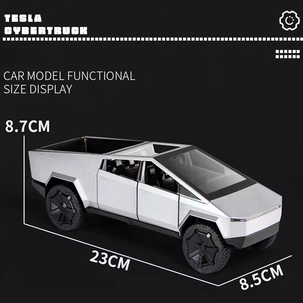 TESLA CYBERTRUCK 1:24 DIECAST METAL PULLBACK TOY CAR WITH OPENABLE DOORS & LIGHT, MUSIC BOYS CAR FOR KIDS BEST TOYS GIFTS TOYS FOR KIDS [SIZE:-23.5CM*8.5CM*8.5CM]【 MULTICOLOR 】