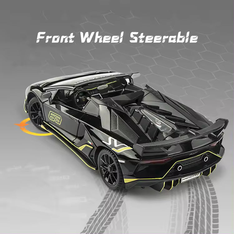 BIG SIZE LAMBORGHINI SVJ-63 1:24 DIECAST METAL PULLBACK TOY CAR WITH OPENABLE DOORS & LIGHT, MUSIC BOYS CAR FOR KIDS BEST TOYS GIFTS TOYS FOR KIDS [SIZE:-21.5CM*9.8CM*5CM]【 MULTICOLOR 】