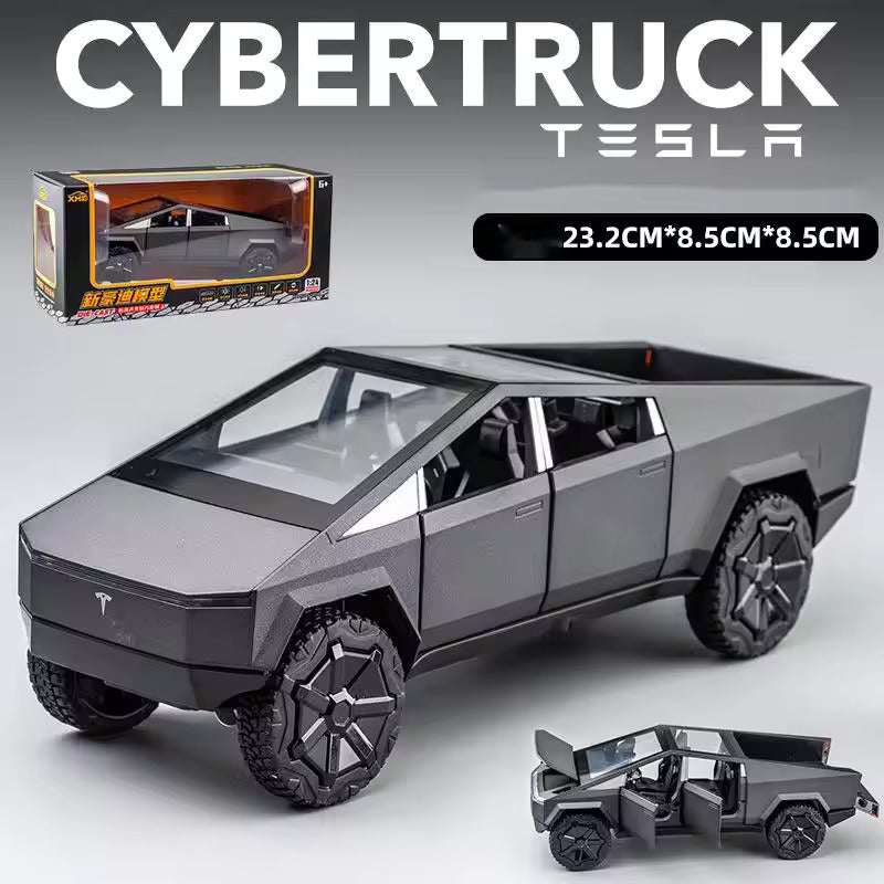 TESLA CYBERTRUCK 1:24 DIECAST METAL PULLBACK TOY CAR WITH OPENABLE DOORS & LIGHT, MUSIC BOYS CAR FOR KIDS BEST TOYS GIFTS TOYS FOR KIDS [SIZE:-23.5CM*8.5CM*8.5CM]【 MULTICOLOR 】