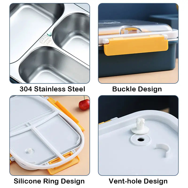 3 Compartment Stainless Steel Insulated Lunch Box for Kids