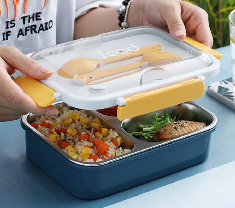 3 Compartment Stainless Steel Insulated Lunch Box for Kids