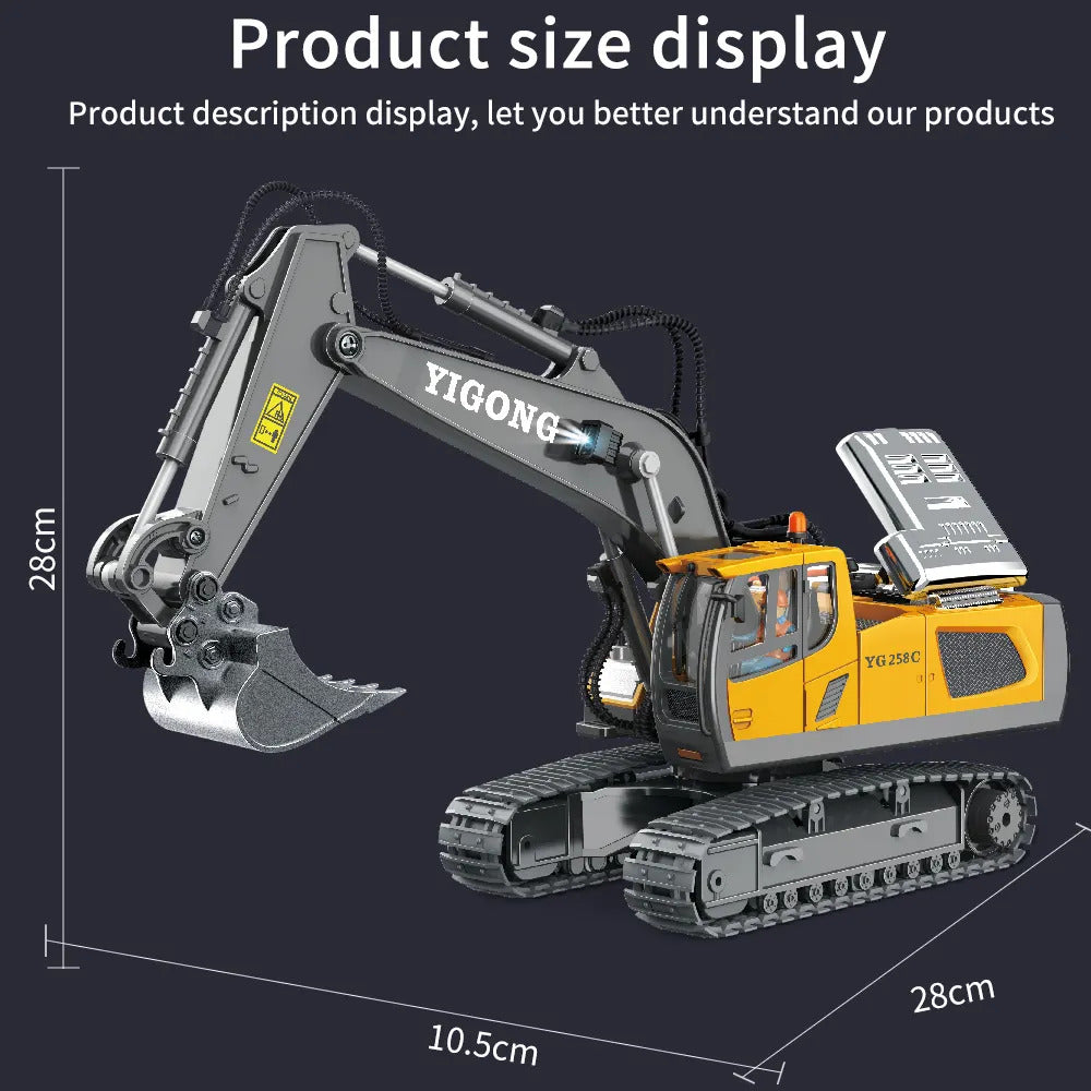 EXCAVATOR TOYS FOR BOYS 3-5 YEAR OLD REMOTE CONTROL DIGGER CONSTRUCTION TOYS RC VEHICLES TRACTOR SANDBOX TRUCK FOR BOYS 5-7 YEAR OLD [SIZE:-28CM*28CM*10.5CM]