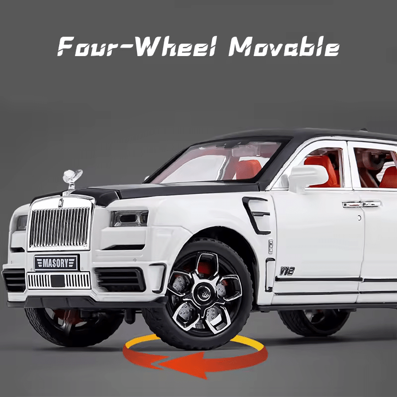 BIG SIZE ROLLS ROYCE CULLINAN MASORY 1:24 DIECAST METAL PULLBACK TOY CAR WITH OPENABLE DOORS & LIGHT, MUSIC BOYS CAR FOR KIDS BEST TOYS GIFTS TOYS FOR KIDS [SIZE:-22CM*9CM*8CM]【 MULTICOLOR】