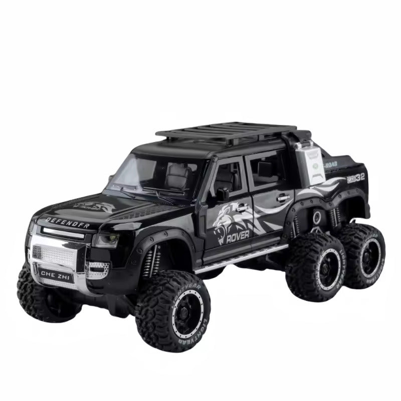 BIG SIZE LAND ROVER DEFENDER GUARD 6X6 1:24 DIECAST METAL PULLBACK TOY CAR WITH OPENABLE DOORS & LIGHT, MUSIC BOYS CAR FOR KIDS BEST TOYS GIFTS TOYS FOR KIDS [SIZE:-20CM*9.5CM*5CM]【 MULTICOLOR 】