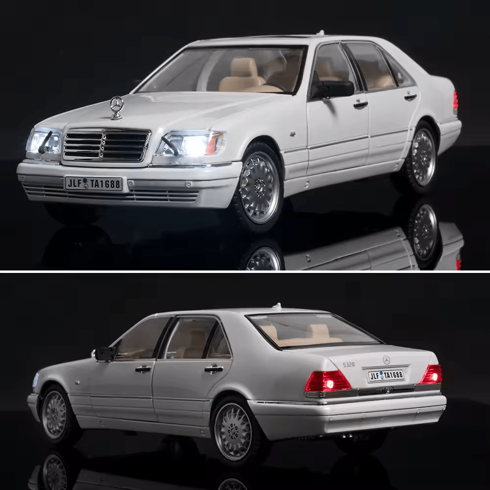 Mercedes-Benz W140 320SEL 1:24 DIECAST METAL PULLBACK TOY CAR WITH OPENABLE DOORS & LIGHT, MUSIC BOYS CAR FOR KIDS BEST TOYS GIFTS TOYS FOR KIDS [SIZE:-21.2CM*7.8CM*6.5CM]【 MULTICOLOR 】