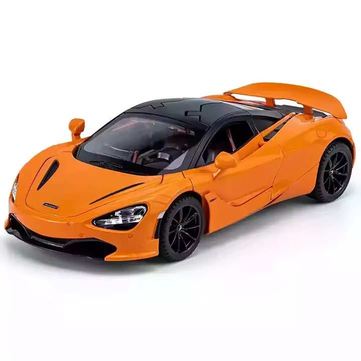 MC LAREN 1:24 DIECAST METAL PULLBACK TOY CAR WITH OPENABLE DOORS & LIGHT, MUSIC BOYS CAR FOR KIDS BEST TOYS GIFTS TOYS FOR KIDS [SIZE:-22CM*9CM*7CM]【 MULTICOLOR 】