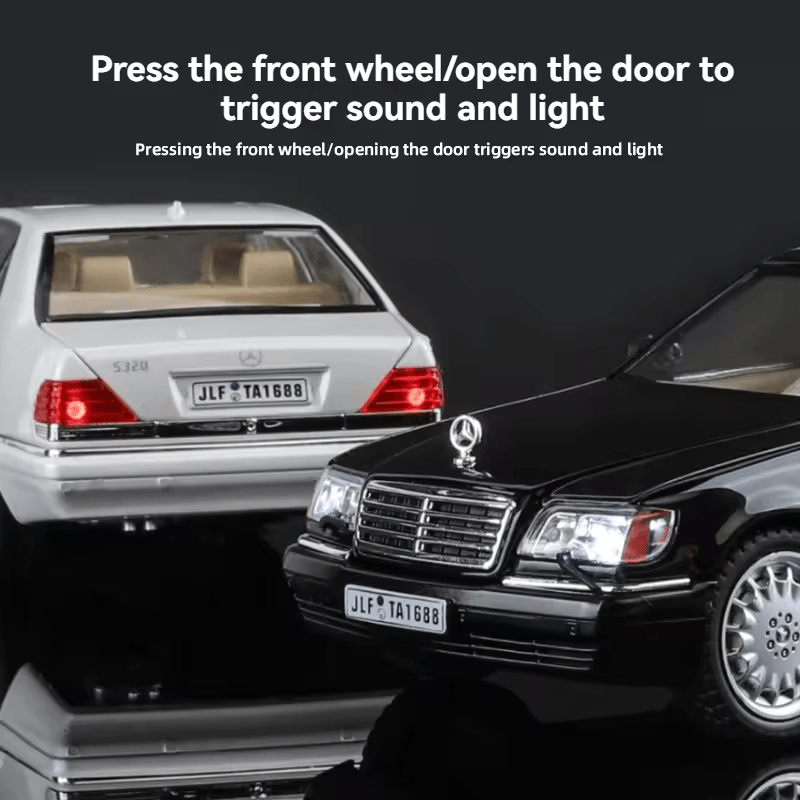 Mercedes-Benz W140 320SEL 1:24 DIECAST METAL PULLBACK TOY CAR WITH OPENABLE DOORS & LIGHT, MUSIC BOYS CAR FOR KIDS BEST TOYS GIFTS TOYS FOR KIDS [SIZE:-21.2CM*7.8CM*6.5CM]【 MULTICOLOR 】