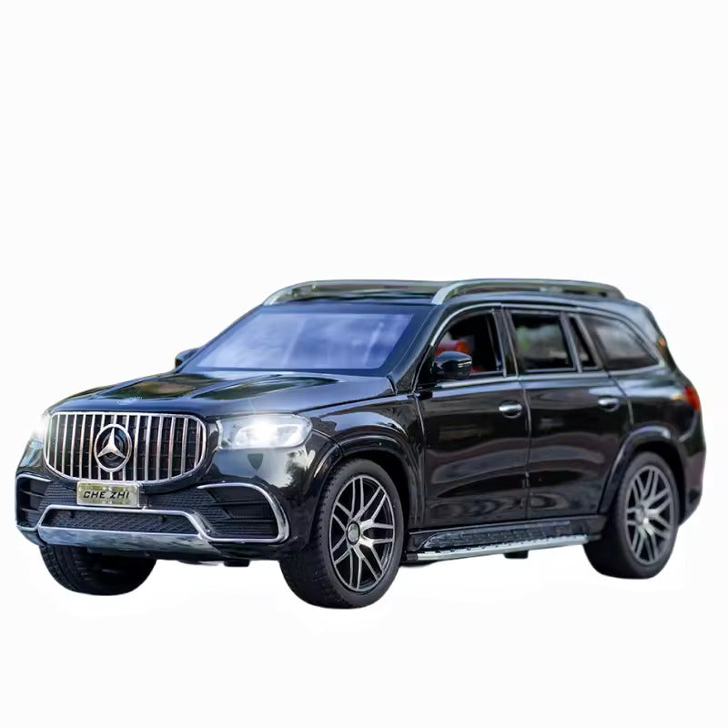 BIG SIZE MERCEDES BENZ GLS63 MAYBACH 1:24 DIECAST METAL PULLBACK TOY CAR WITH OPENABLE DOORS & LIGHT, MUSIC BOYS CAR FOR KIDS BEST TOYS GIFTS TOYS FOR KIDS [SIZE:-21CM*8.5CM*8CM]【 MULTICOLOR 】