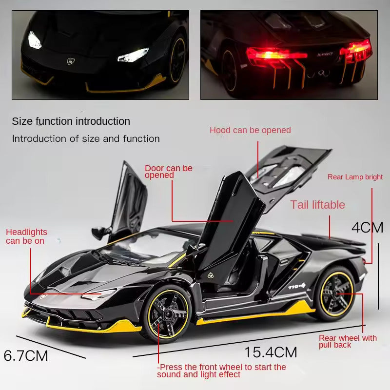 1:32 Scale Lamborghinii Die Cast Alloy Metal Car Model Pull Back Car For Children Toys Light & Sound(4 Color Design Available 1 Design Sending (Multicolor, Pack Of: 1)