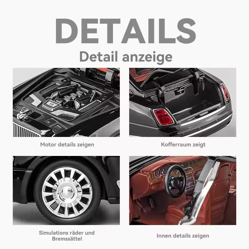 BIG SIZE BENTLEY MULSANNE 1:24 DIECAST METAL PULLBACK TOY CAR WITH OPENABLE DOORS & LIGHT, MUSIC BOYS CAR FOR KIDS BEST TOYS GIFTS TOYS FOR KIDS [SIZE:-21.8CM*6CM*5.5CM]【 MULTICOLOR 】