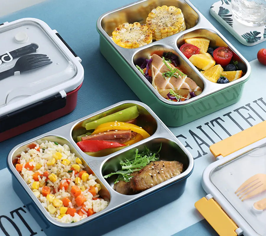 3 Compartment Stainless Steel Insulated Lunch Box for Kids