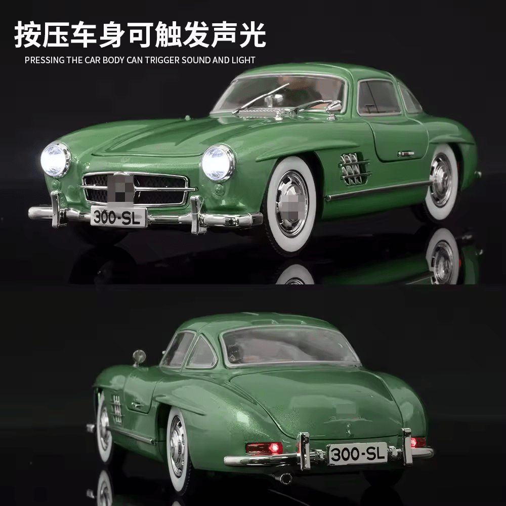 Mercedes-Benz 300SL Big Size 1:24 DIECAST METAL PULLBACK TOY CAR WITH OPENABLE DOORS & LIGHT, MUSIC BOYS CAR FOR KIDS BEST TOYS GIFTS TOYS FOR KIDS [SIZE:-22CM*9CM*7CM]【 MULTICOLOR 】