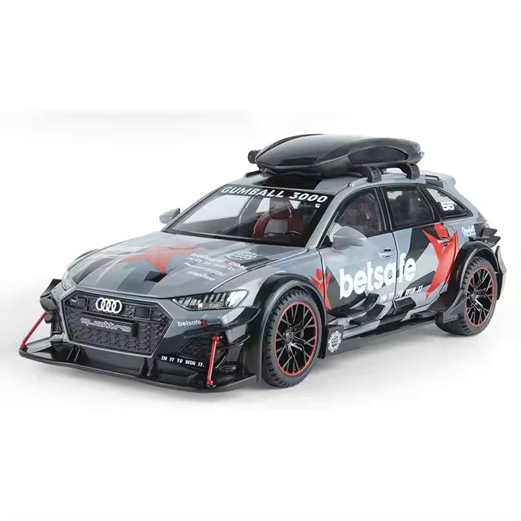 Audi RS6 Militery Supercar 1:24 Diecast Scale Model Metal Pull Back Toy car for Kids with Openable Doors & Light, Music Toy Vehicle for Kids - Colours as Per Stock【 MULTICOLOR 】