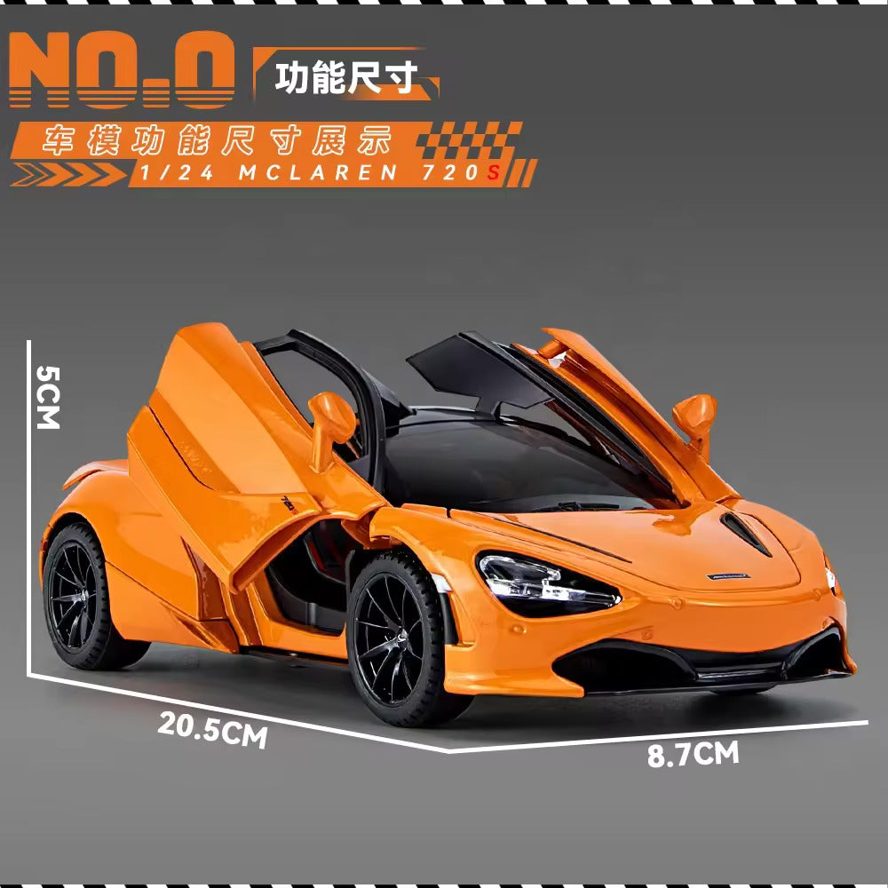 MC LAREN 1:24 DIECAST METAL PULLBACK TOY CAR WITH OPENABLE DOORS & LIGHT, MUSIC BOYS CAR FOR KIDS BEST TOYS GIFTS TOYS FOR KIDS [SIZE:-22CM*9CM*7CM]【 MULTICOLOR 】