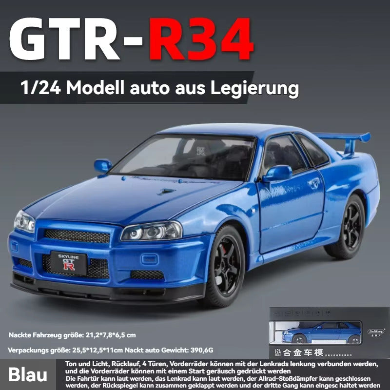 Nissan Skyline Gtr 34 Scale Model Diecast Metalcar - All Size