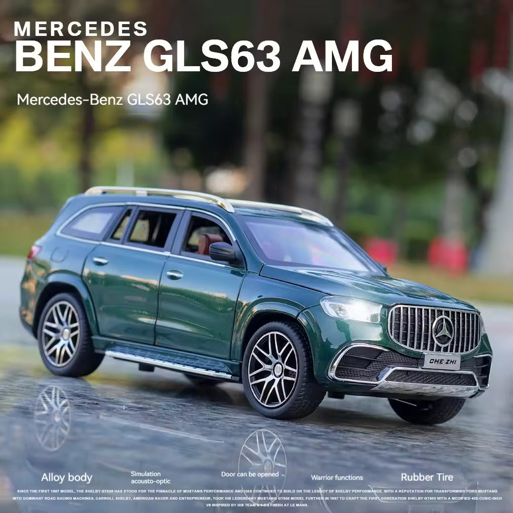 BIG SIZE MERCEDES BENZ GLS63 MAYBACH 1:24 DIECAST METAL PULLBACK TOY CAR WITH OPENABLE DOORS & LIGHT, MUSIC BOYS CAR FOR KIDS BEST TOYS GIFTS TOYS FOR KIDS [SIZE:-21CM*8.5CM*8CM]【 MULTICOLOR 】