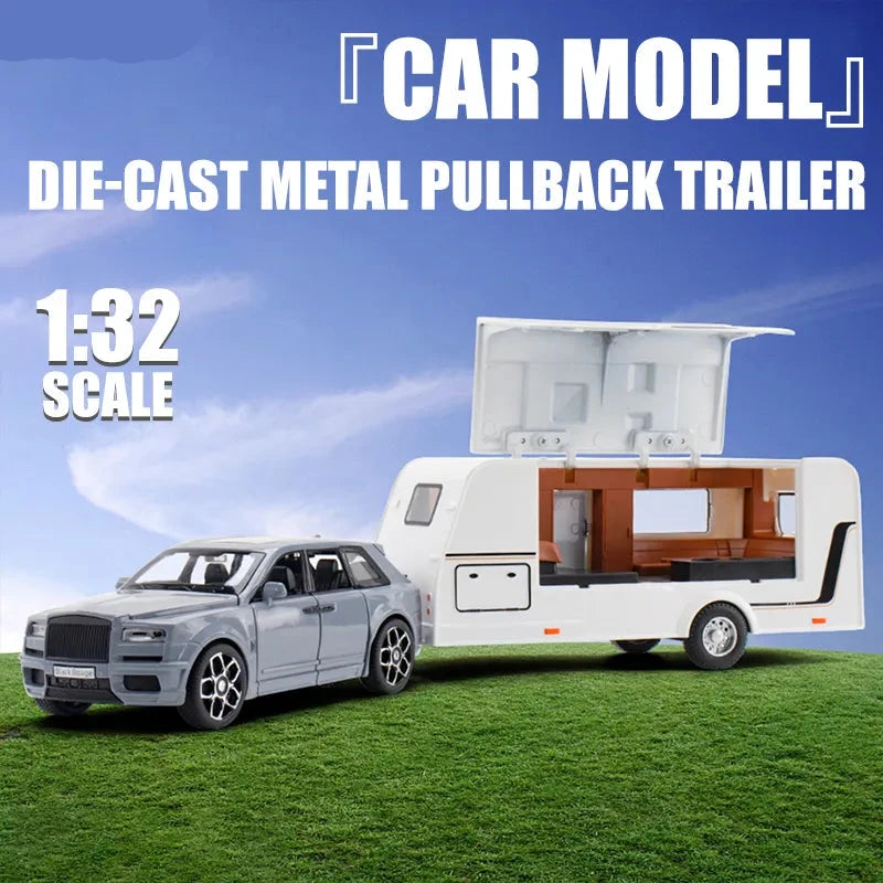 ROLLS ROYCE CULLINAN TRAILER 1:32 DIECAST METAL PULLBACK TOY CAR WITH OPENABLE DOORS & LIGHT, MUSIC BOYS CAR FOR KIDS BEST TOYS GIFTS TOYS FOR KIDS [SIZE:-34.5CM*7.5CM*6.5CM]【 MULTICOLOR 】