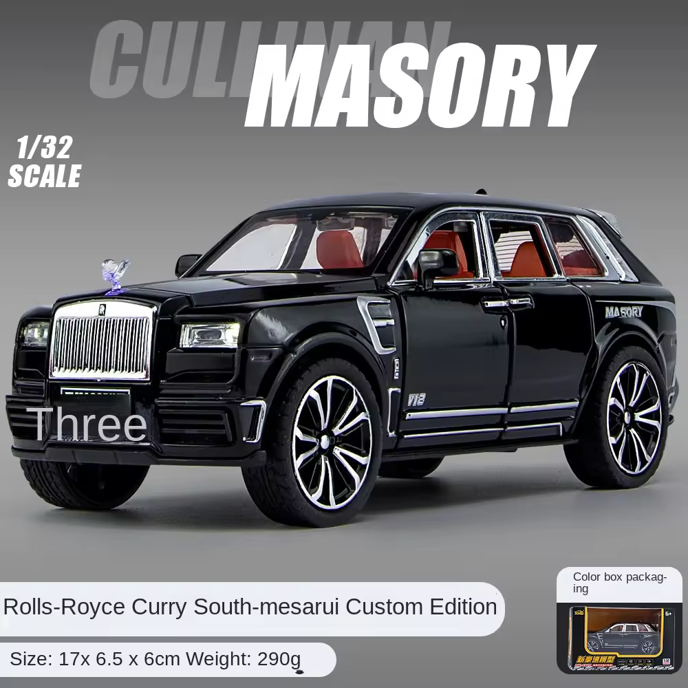 ROLLS ROYCE CULLINAN MASORY 1:32 DIECAST METAL PULLBACK TOY CAR WITH OPENABLE DOORS & LIGHT, MUSIC BOYS CAR FOR KIDS BEST TOYS GIFTS TOYS FOR KIDS [SIZE:-17CM*6.5CM*6CM]【 MULTICOLOR】