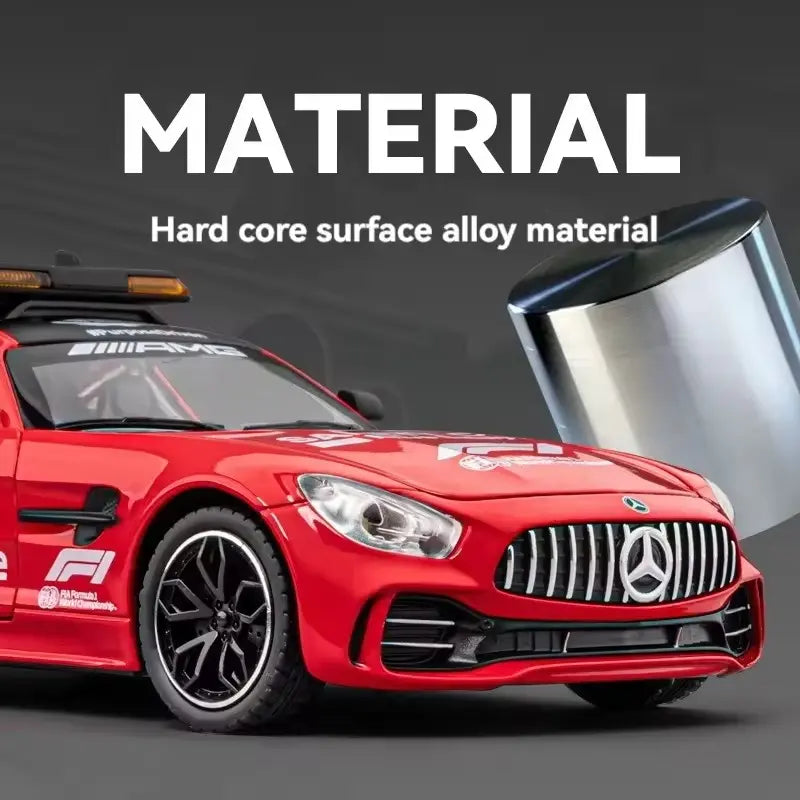 BIG SIZE MERCEDES-BENZ AMG GT SAFETY CAR 1:24 DIECAST METAL PULLBACK TOY CAR WITH OPENABLE DOORS & LIGHT, MUSIC BOYS CAR FOR KIDS BEST TOYS GIFTS TOYS FOR KIDS [SIZE:-20.5CM*9.5CM*7CM]【 MULTICOLOR 】