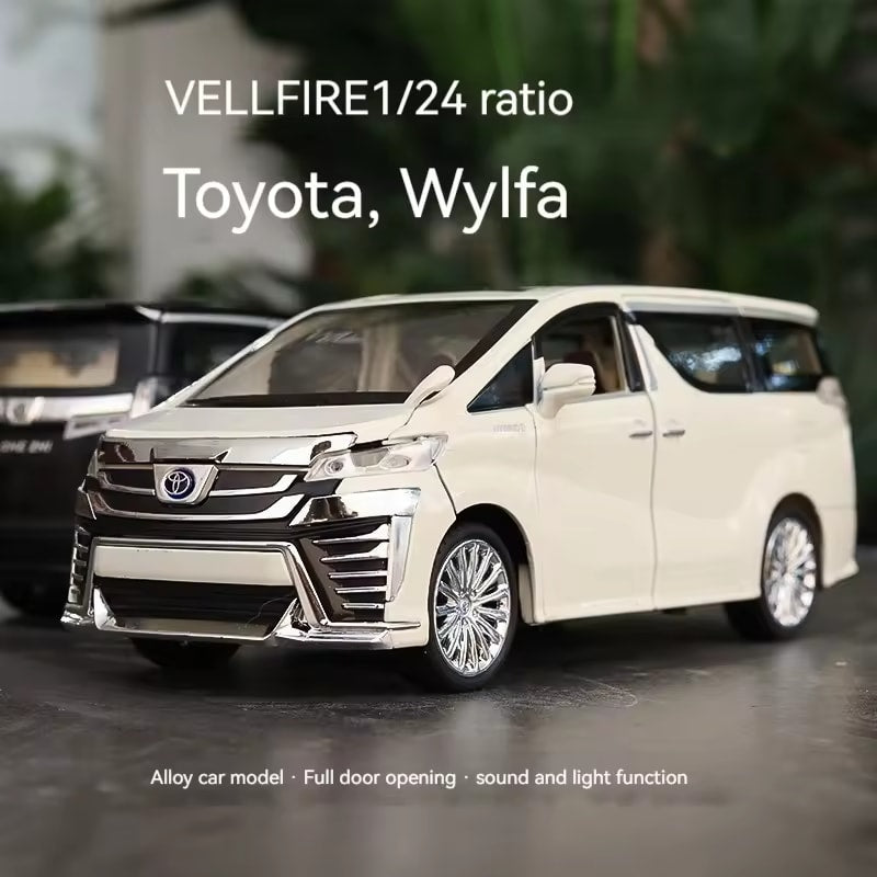 BIG SIZE TOYOTA VELLFIRE 1:24 DIECAST METAL PULLBACK TOY CAR WITH OPENABLE DOORS & LIGHT, MUSIC BOYS CAR FOR KIDS BEST TOYS GIFTS TOYS FOR KIDS [SIZE:-21.5CM*8.7CM*6.2CM]【 MULTICOLOR 】