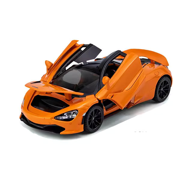 MC LAREN 1:24 DIECAST METAL PULLBACK TOY CAR WITH OPENABLE DOORS & LIGHT, MUSIC BOYS CAR FOR KIDS BEST TOYS GIFTS TOYS FOR KIDS [SIZE:-22CM*9CM*7CM]【 MULTICOLOR 】