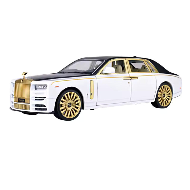 BIG SIZE ROLLS ROYCE PHANTOM - LUX GOLD 1:24 DIECAST METAL PULLBACK TOY SUN RUP CAR WITH OPENABLE DOORS & LIGHT, MUSIC BOYS CAR FOR KIDS BEST TOYS GIFTS TOYS FOR KIDS [SIZE:-21CM*8CM*5CM]【 MULTICOLOR 】