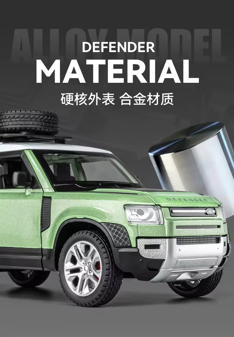 BIG SIZE LAND ROVER DEFENDER VEHICLE 1:24 DIECAST METAL PULLBACK TOY CAR WITH OPENABLE DOORS & LIGHT, MUSIC BOYS CAR FOR KIDS BEST TOYS GIFTS TOYS FOR KIDS [SIZE:-21CM*10CM*9CM]【 MULTICOLOR 】