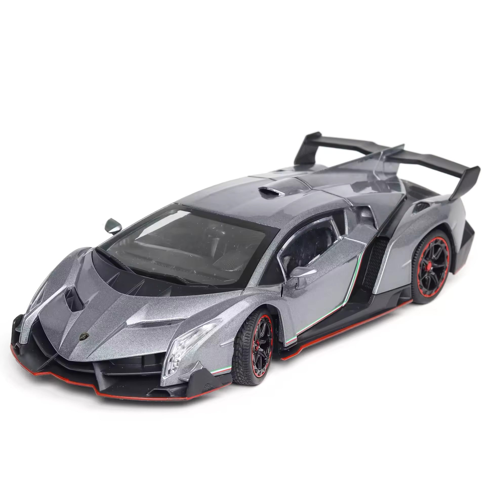 BIG SIZE LAMBORGHINI VENENO 1:24 DIECAST METAL PULLBACK TOY CAR WITH OPENABLE DOORS & LIGHT, MUSIC BOYS CAR FOR KIDS BEST TOYS GIFTS TOYS FOR KIDS [SIZE:-21CM*12CM*8.7CM]【 MULTICOLOR 】