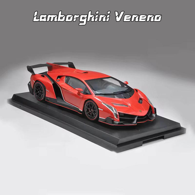 BIG SIZE LAMBORGHINI VENENO 1:24 DIECAST METAL PULLBACK TOY CAR WITH OPENABLE DOORS & LIGHT, MUSIC BOYS CAR FOR KIDS BEST TOYS GIFTS TOYS FOR KIDS [SIZE:-21CM*12CM*8.7CM]【 MULTICOLOR 】