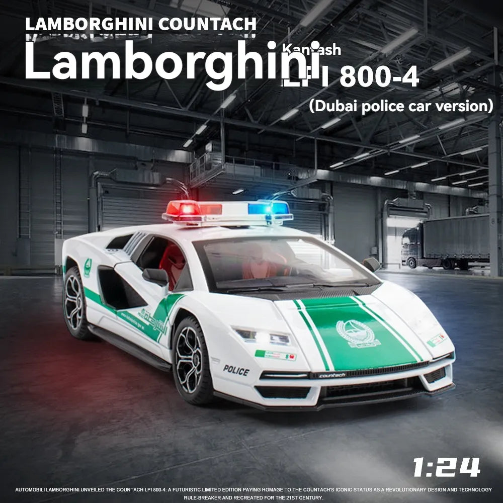 Lamborghini 800 Police Scale Model Diecast Metalcar - All Size