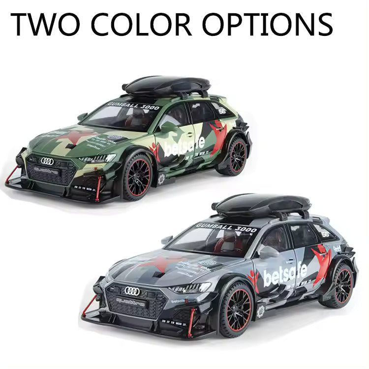 Audi RS6 Militery Supercar 1:24 Diecast Scale Model Metal Pull Back Toy car for Kids with Openable Doors & Light, Music Toy Vehicle for Kids - Colours as Per Stock【 MULTICOLOR 】