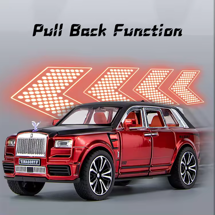 ROLLS ROYCE CULLINAN MASORY 1:32 DIECAST METAL PULLBACK TOY CAR WITH OPENABLE DOORS & LIGHT, MUSIC BOYS CAR FOR KIDS BEST TOYS GIFTS TOYS FOR KIDS [SIZE:-17CM*6.5CM*6CM]【 MULTICOLOR】