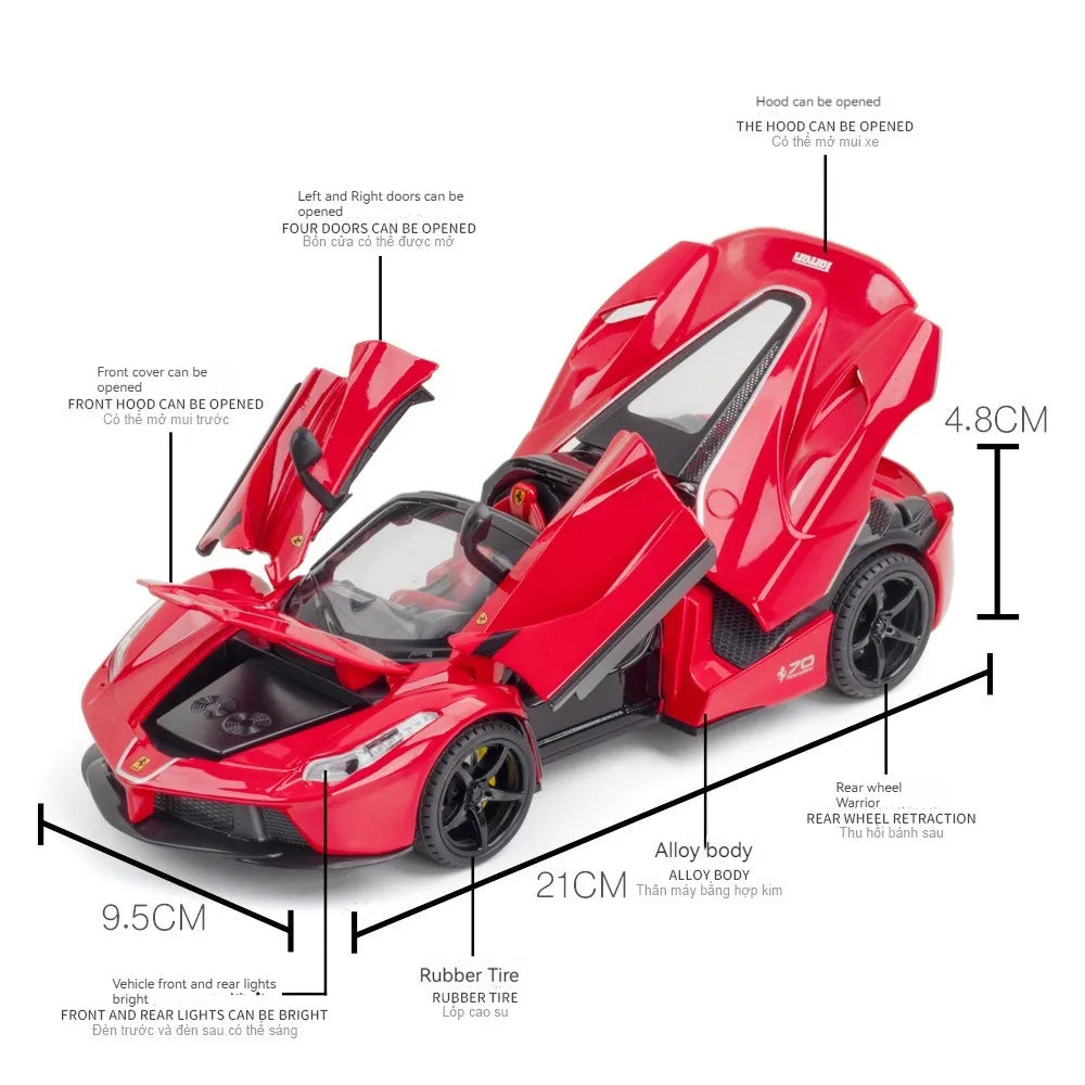Big Size 1:24 Ferrari Rafa Roadster Sports Car Scale Model Diecast Metal Car